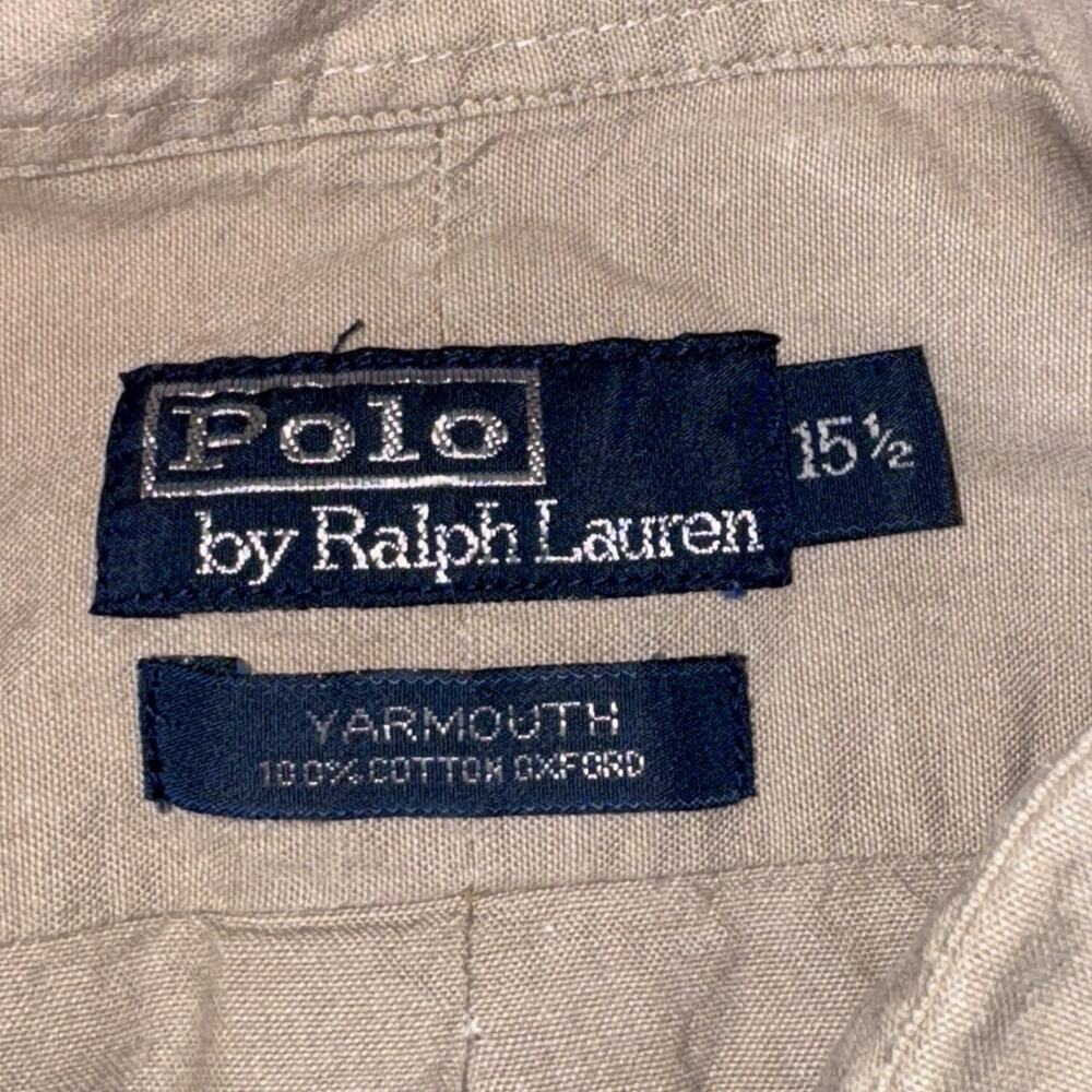 Polo Ralph‎ Lauren Yarmouth Oxford Cloth Button Down Collar Shirt 15.5 Men’s Tan - Picture 3 of 8